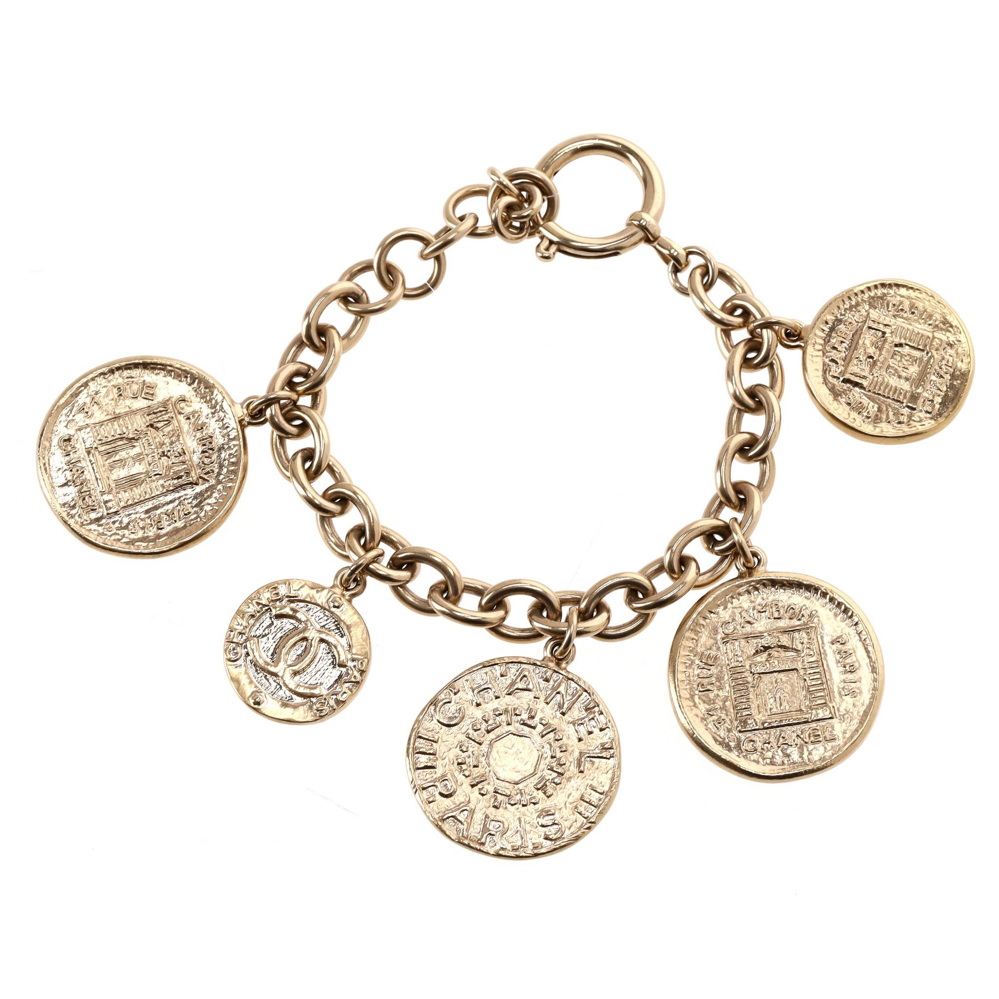 Chanel Vintage 'CC' Logo Coin Bracelet For Sale 1