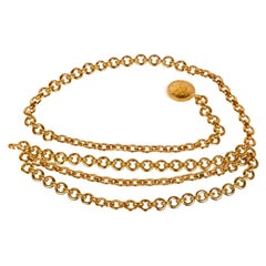 Chanel Vintage CC Logo Medallion Gold-Tone Necklace Belt, France, 1990s