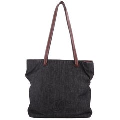 Chanel Vintage CC Logo Tote Denim Medium