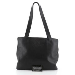 Chanel Vintage CC Logo Tote Leather Large
