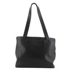 Chanel Vintage CC Logo Tote Leather Large