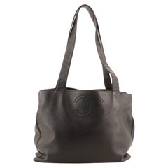 Chanel Vintage CC Logo Tote Leather Large