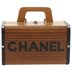 Chanel Vintage CC Logo Trunk Case Wood
