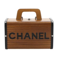 Chanel Vintage CC Logo Trunk Case Wood