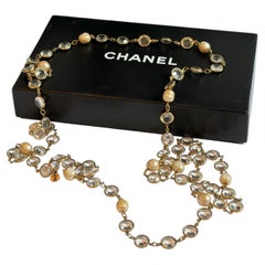 CHANEL Vintage CC Logos Blue Gripoix 24k Gold Tone Diamanté Earrings 1984