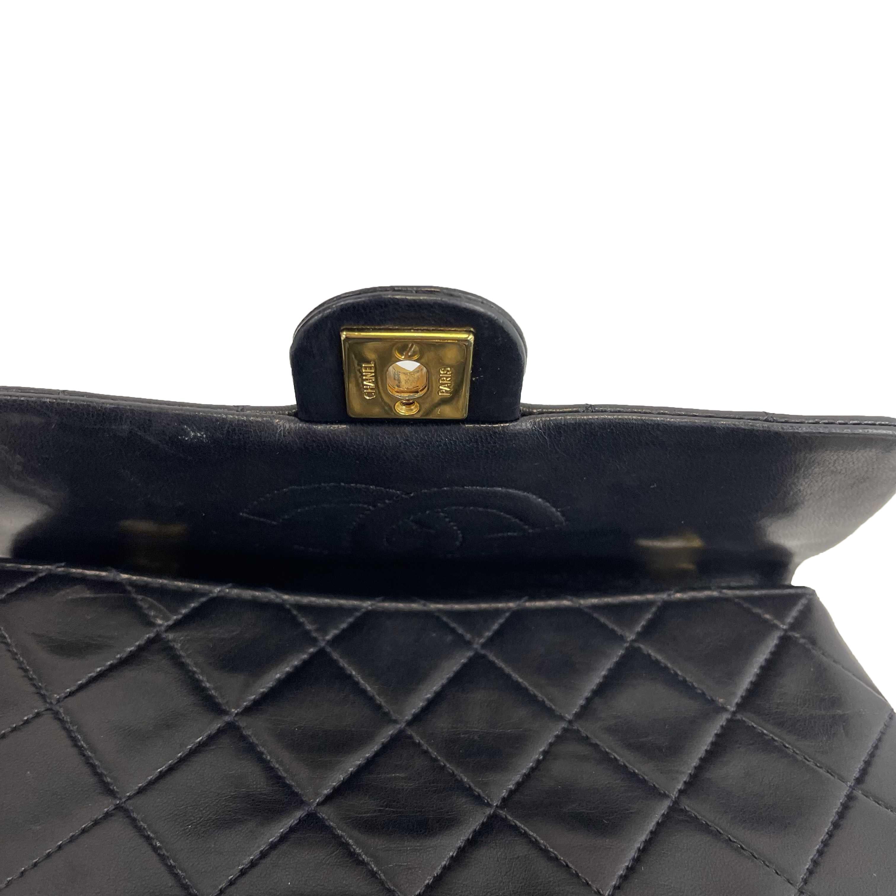 	CHANEL - Vintage CC Mini Matrasse Chain Black Lambskin Leather Crossbody 4