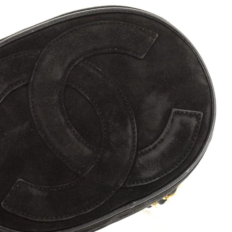 Black  Chanel Vintage CC Oval Chain Bag Suede Mini