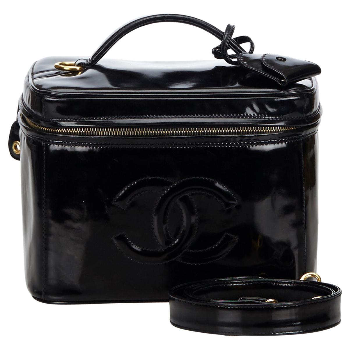 Chanel Vintage CC Patent Leather 2 Way Vanity Bag