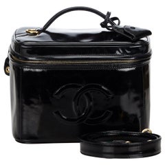 Chanel Vintage CC Patent Leather 2 Way Vanity Bag