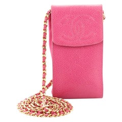 Chanel Vintage CC Phone Holder Crossbody Bag Caviar Exterior Material: Le
