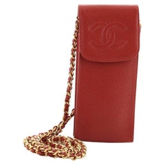 Chanel Vintage CC Phone Holder Crossbody Bag Caviar