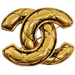 CHANEL Vintage CC Pin Brooch With Quilted Effect at 1stDibs