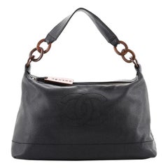 Chanel Vintage CC Resin Chain Shoulder Bag Caviar Medium