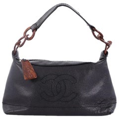 Chanel Vintage CC Resin Chain Shoulder Bag Caviar Small