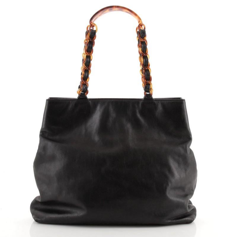 Black Chanel Vintage CC Resin Chain Tote Leather Medium