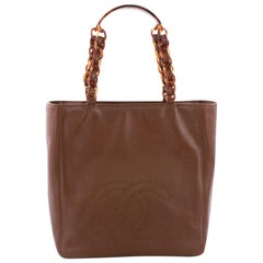 Chanel Vintage CC Resin Chain Tote Leather Small
