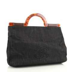 Chanel Vintage CC Résine Top Handle Bag Denim Large