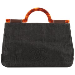 Chanel Vintage CC Résine Top Handle Bag Denim Large