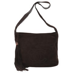 Chanel Vintage CC Shoulder Bag Suede Medium