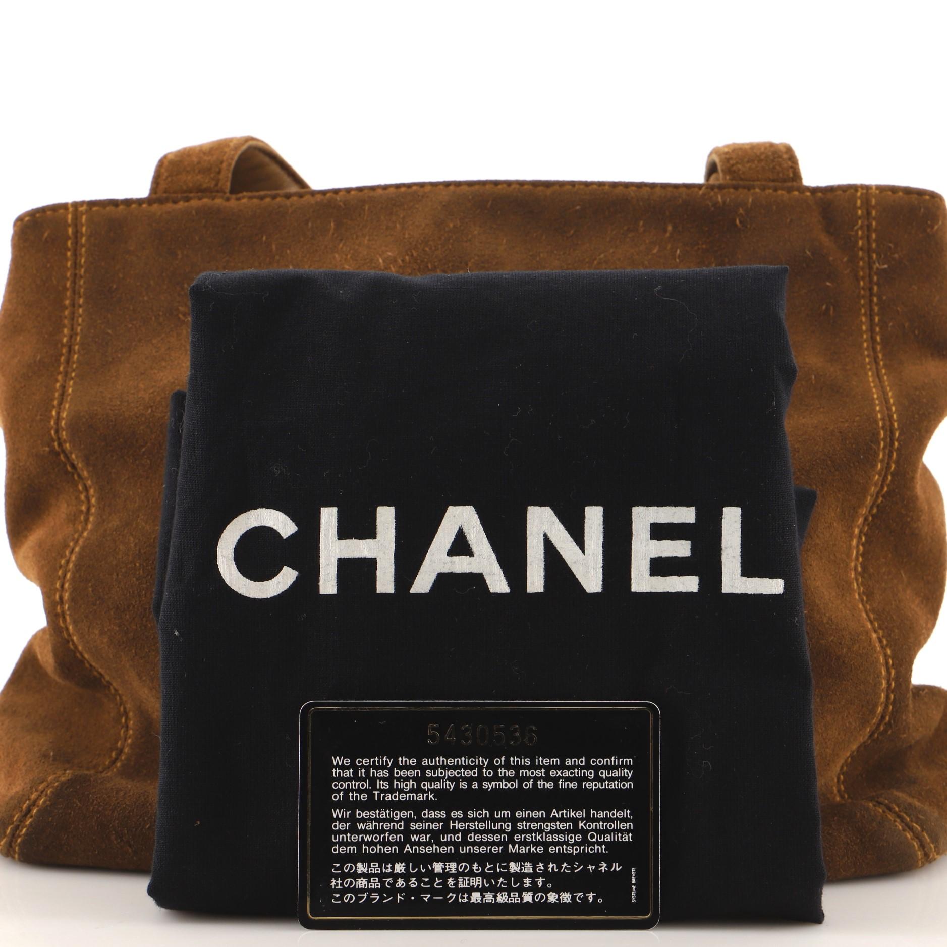 Brown Chanel Vintage CC Shoulder Bag Suede Small
