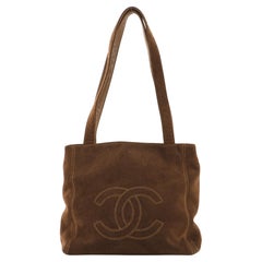 Chanel Vintage CC Shoulder Bag Suede Small