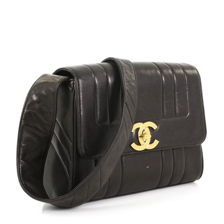 Chanel Vintage CC Shoulder Bag Vertical Quilt Lambskin Medium at 1stDibs