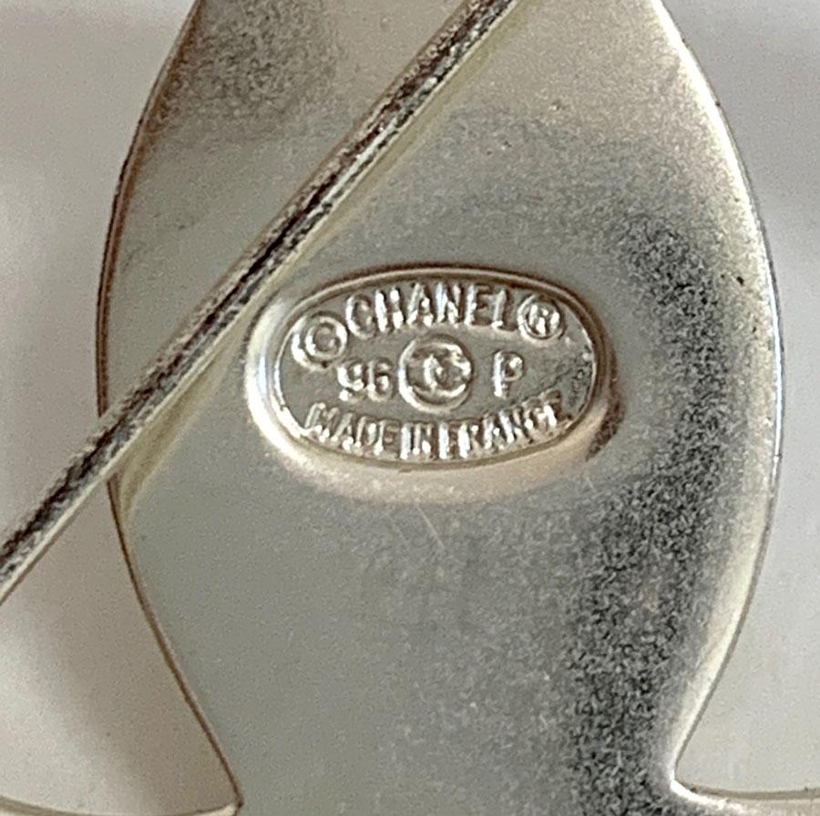 CHANEL Vintage CC Silver Brooch  1