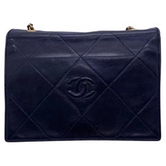 Chanel Vintage CC Stitch Flap Bag Black Lambskin Gold Hardware