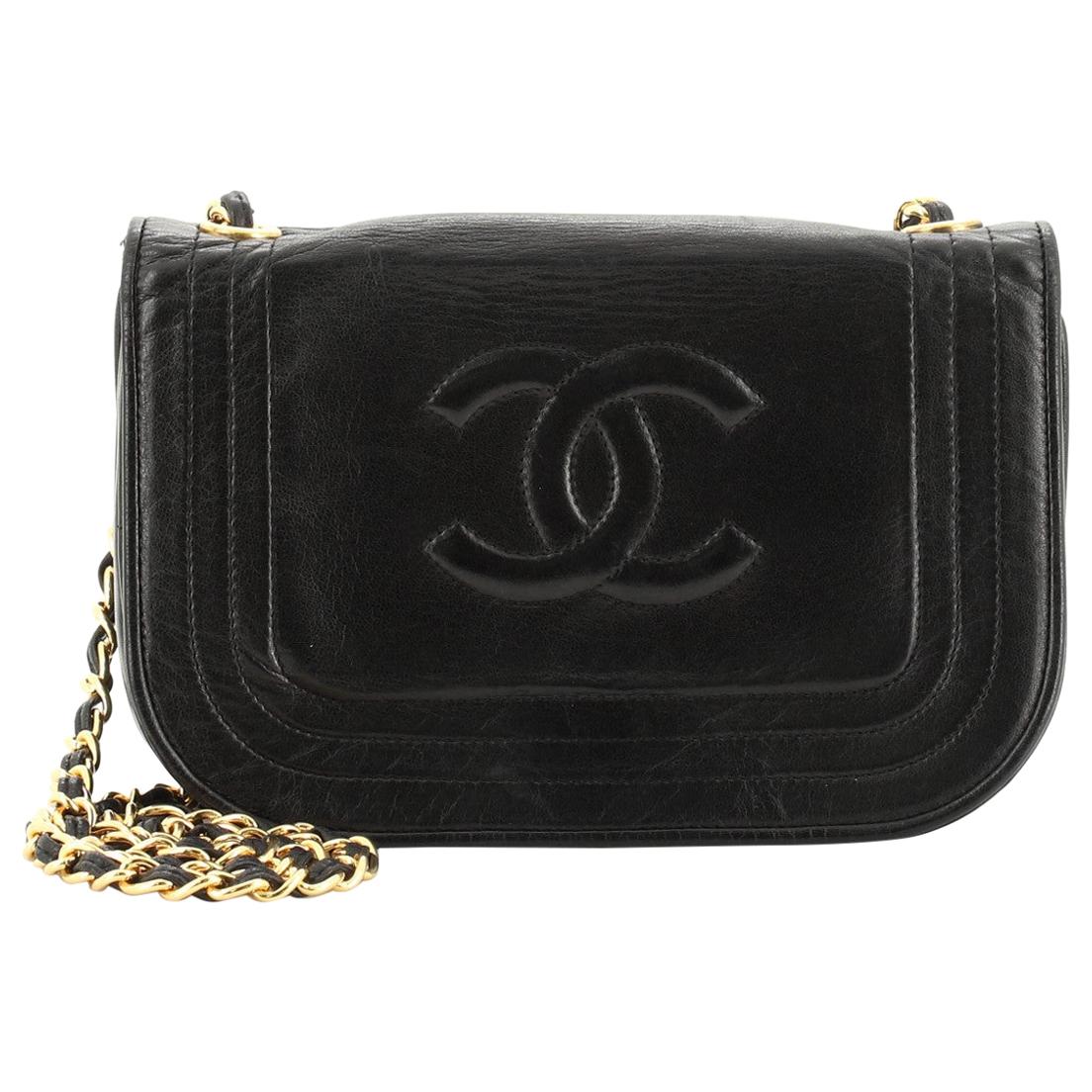 Authentic CHANEL Lambskin Leather CC Bias Stitch in Black
