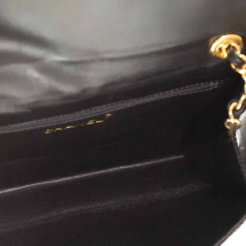 Black Chanel Vintage CC Stitch Flap Bag Lizard Mini