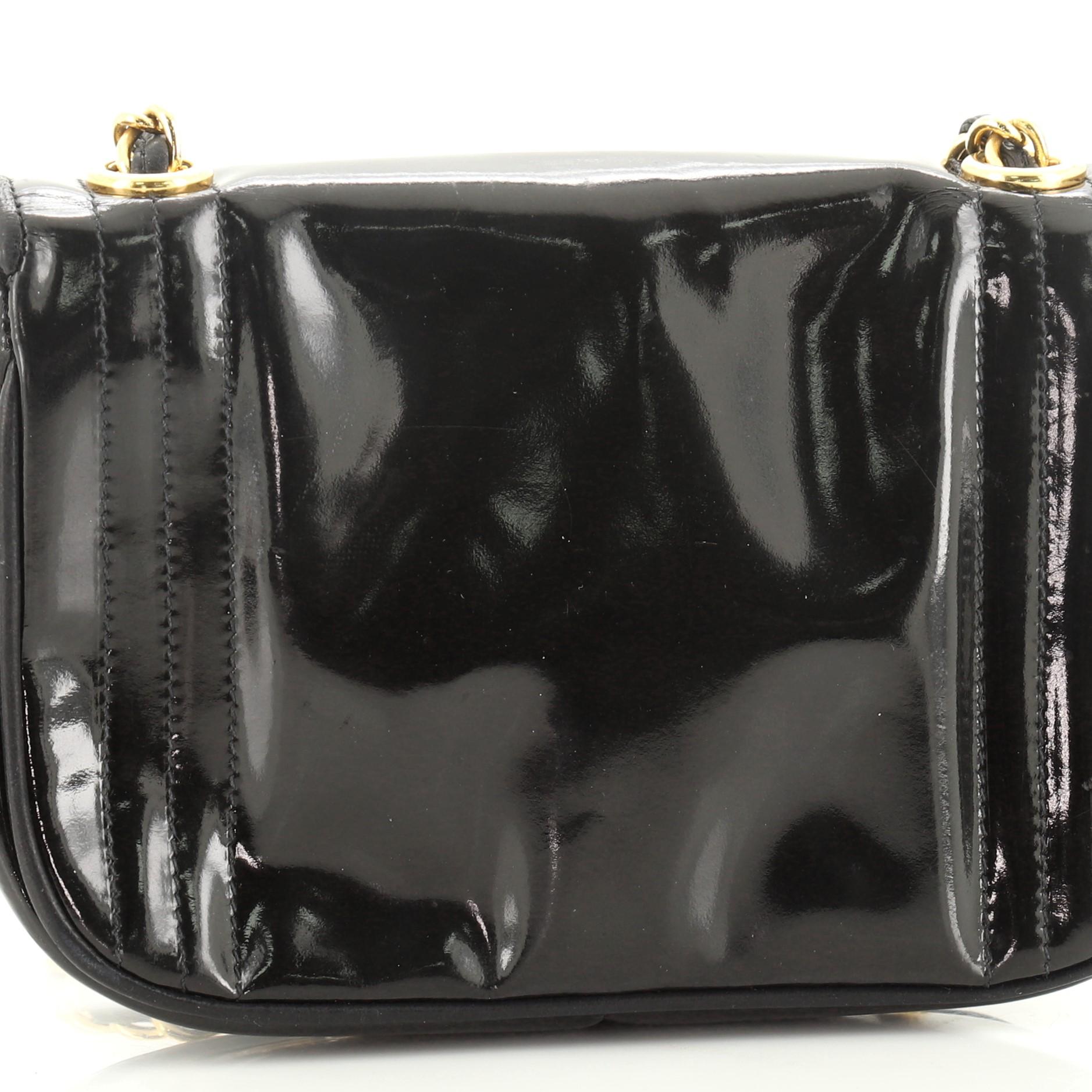 Chanel Vintage CC Stitch Flap Bag Patent Mini 4