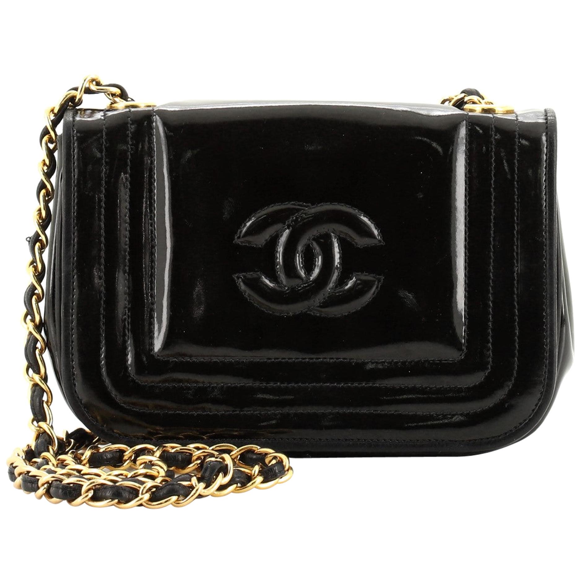 Chanel Vintage CC Stitch Flap Bag Patent Mini at 1stDibs