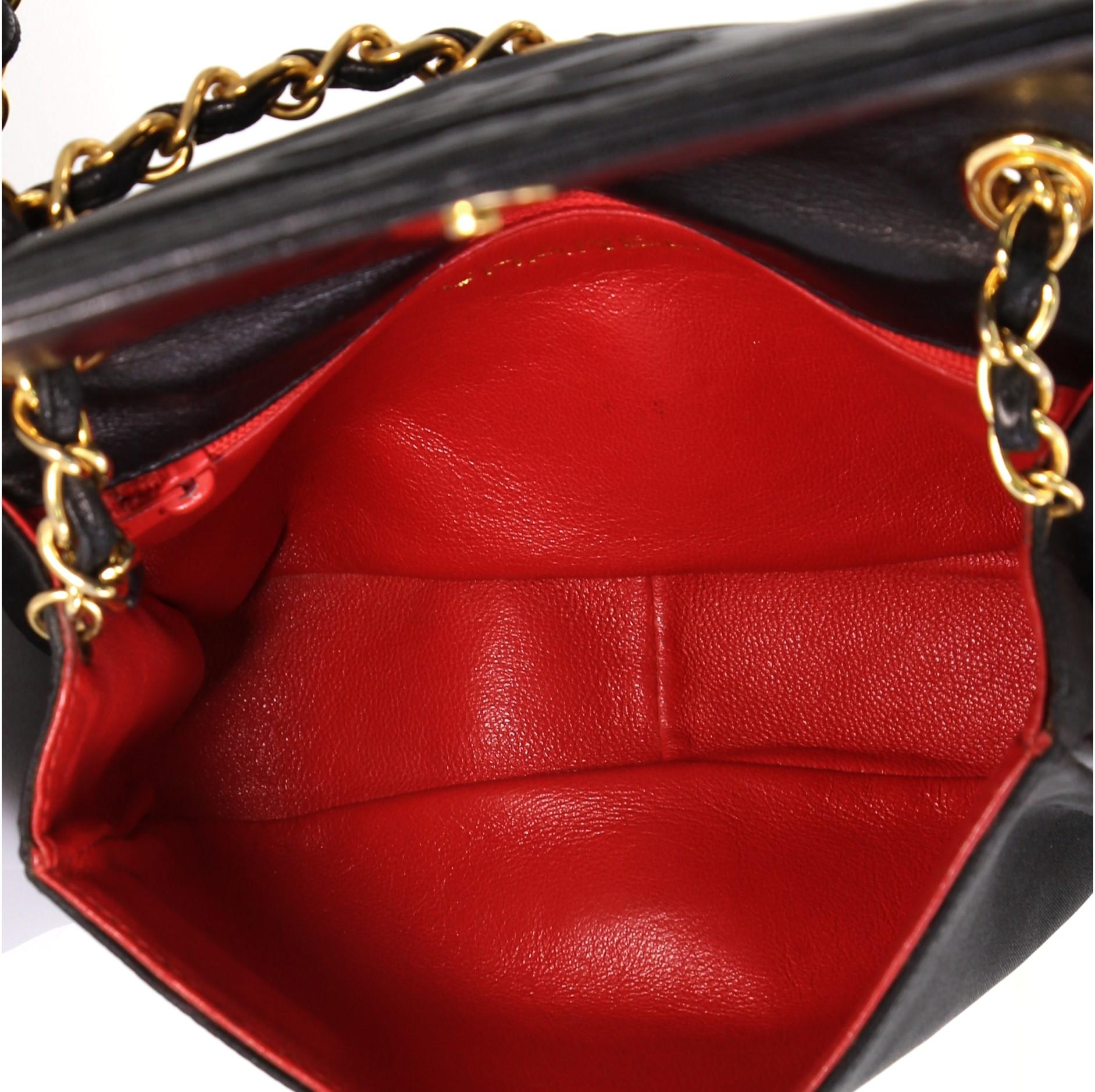 Chanel Vintage CC Stitch Flap Bag Satin Mini 2
