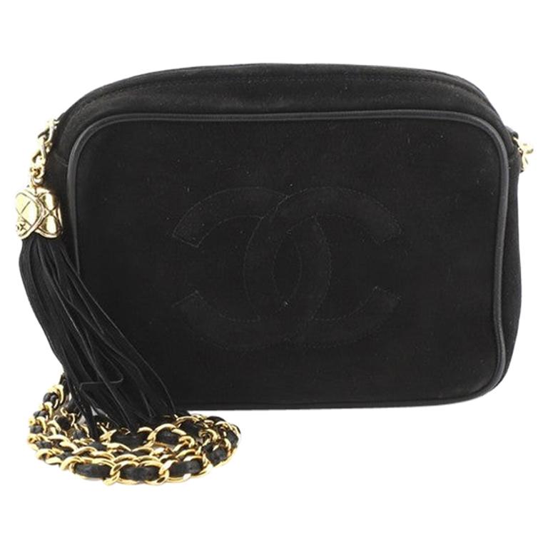 Chanel Vintage CC Tassel Camera Bag Suede Mini at 1stDibs