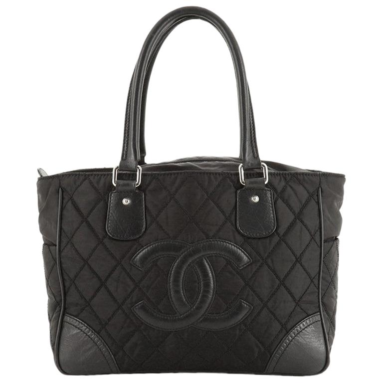 Chanel Vintage CC Tote Quilted Nylon Medium at 1stDibs