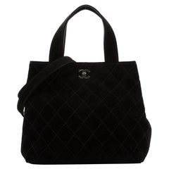 Chanel Vintage CC Tote Quilted Suede Small