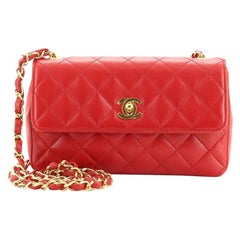 Chanel Vintage CC Turn Lock Chain Flap Bag Quilted Lambskin Mini
