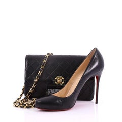 Chanel Vintage CC Turn Lock Chain Flap Tasche gesteppt Lammfell klein