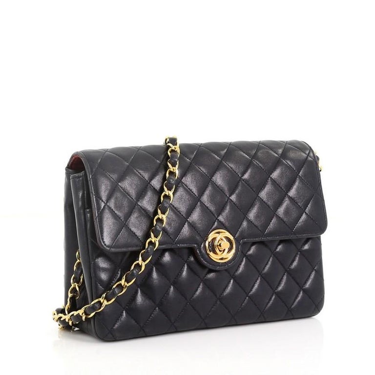 Chanel Vintage CC Turn Lock Chain Flap Bag Quilted Lambskin Small at ...