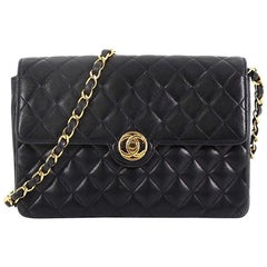 Chanel Vintage CC Turn Lock Chain Flap Bag Quilted Lambskin Small