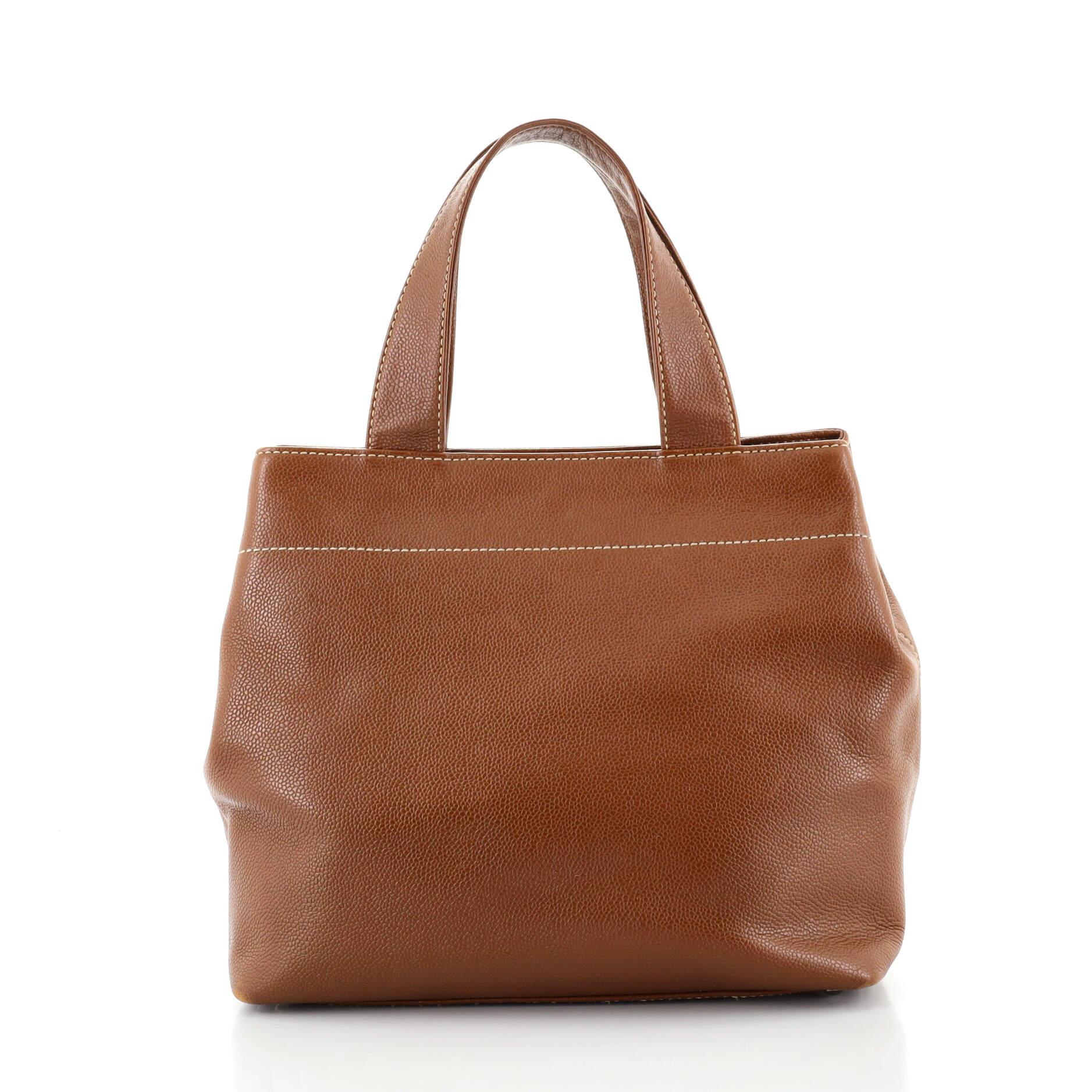 Chanel Vintage CC Turnlock Umwandelbare Tragetasche in Kaviar Medium (Braun)