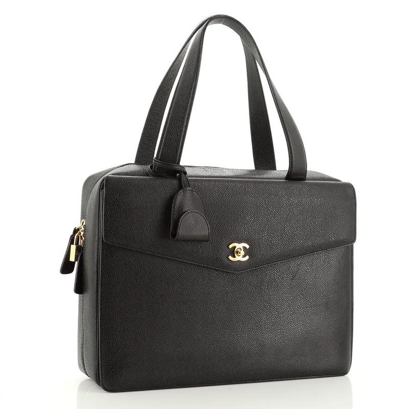 Chanel Vintage CC Zip Around Briefcase Caviar Large  In Good Condition In NY, NY