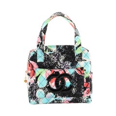 Chanel  Vintage CC Zip Around Handle Bag Quilted Printed Canvas Small