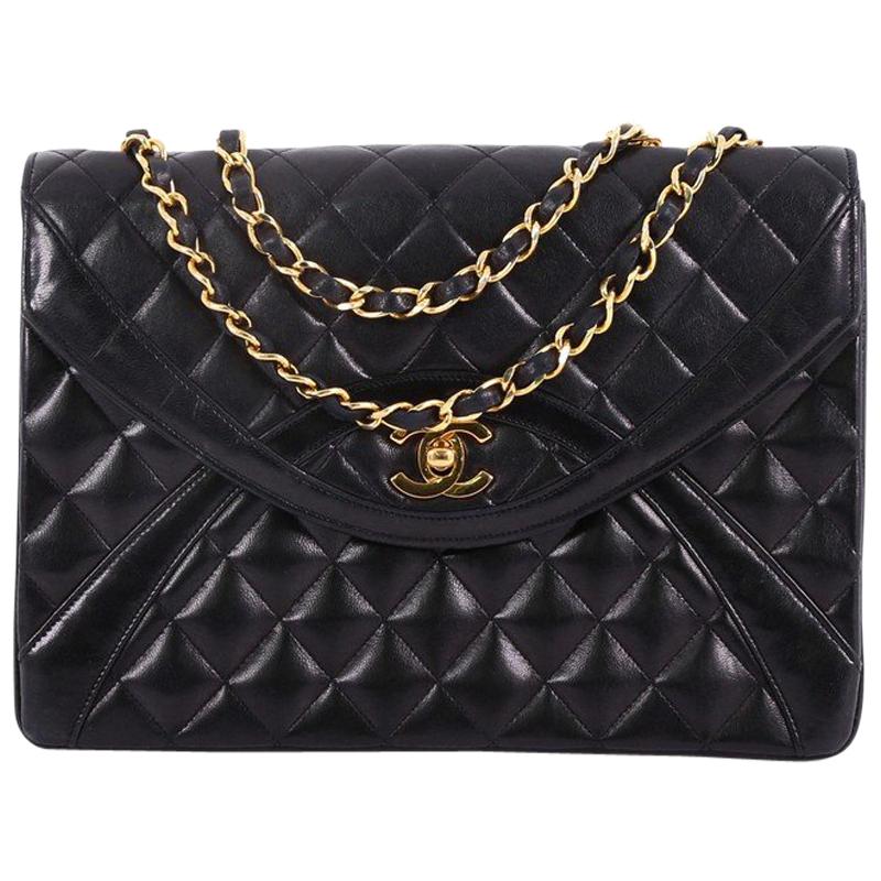 Chanel Vintage Chain Curved Flap Bag Quilted Leather Medium at 1stDibs