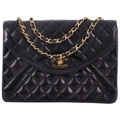 Chanel Vintage Chain Curved Flap Bag Quilted Leather Medium