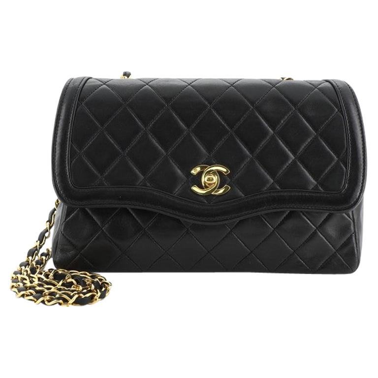 Chanel Vintage Chain Curved Flap Bag Quilted Leather Medium