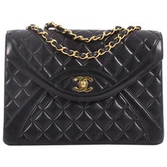 Chanel Vintage Chain Curved Flap Bag Quilted Leather Medium