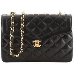 Chanel Vintage Chain Curved Flap Bag Quilted Leather Small 