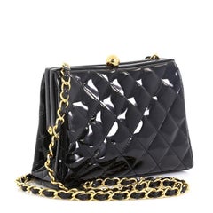 Chanel Vintage Chain Frame Bag Quilted Patent Small