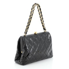 Chanel Vintage Chain Frame Bag Quilted Patent Small